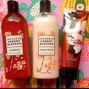 Lot of 3 BBW Japanese Cherry Blossom Shampoo Conditioner Body Cream New NWT